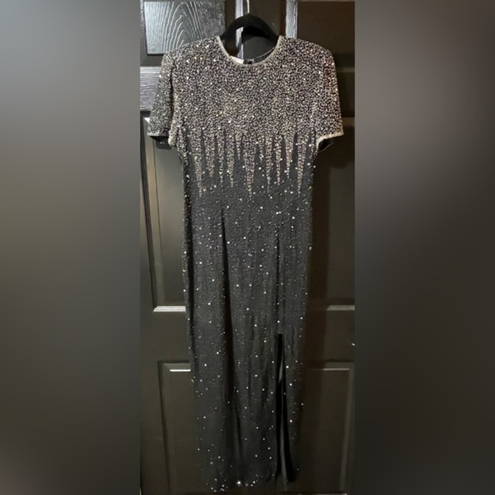 Vintage Stenay Beaded Icicles Silk Dress